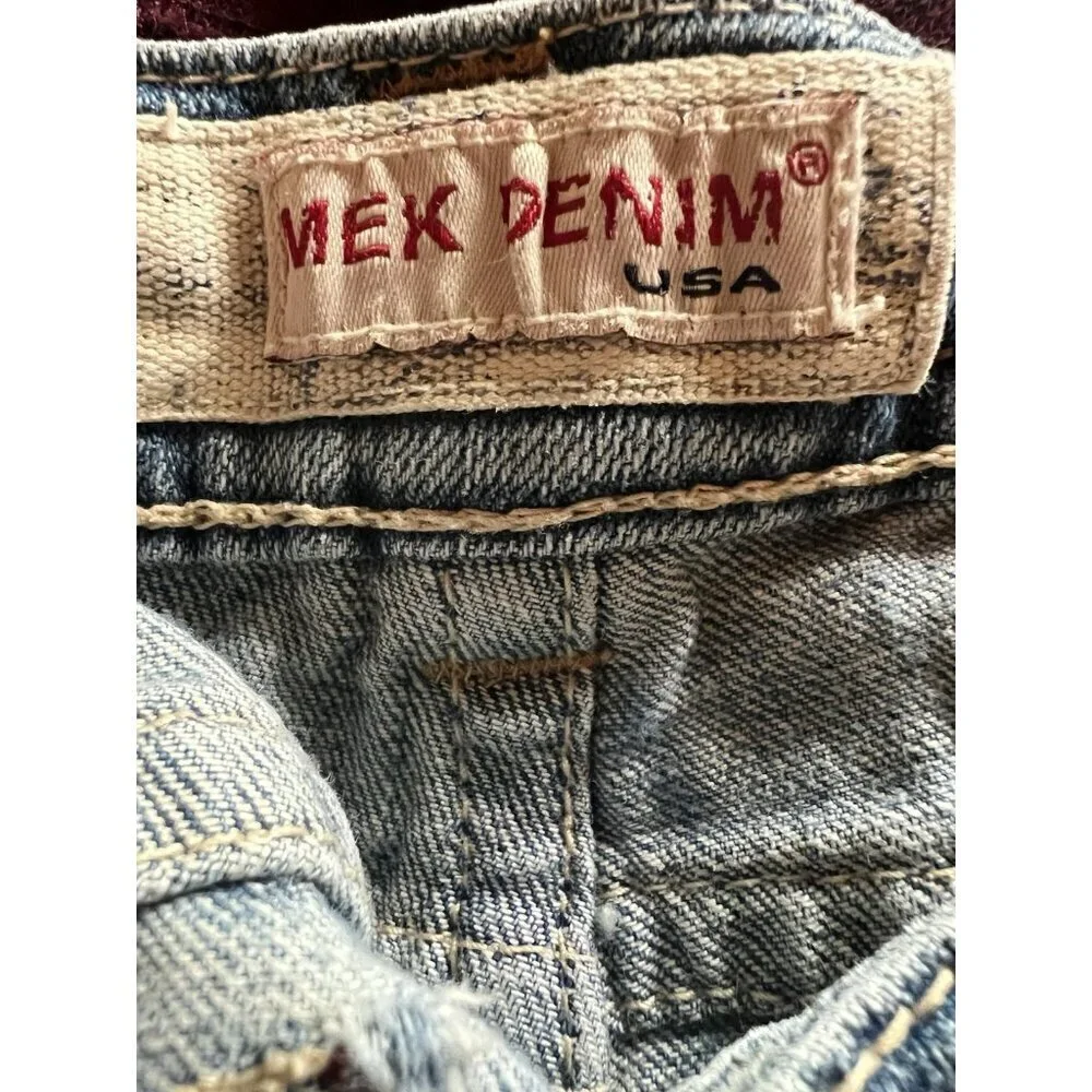 Vintage Y2K Mek Denim cut-off denim long shorts sz 31 stitching distressed